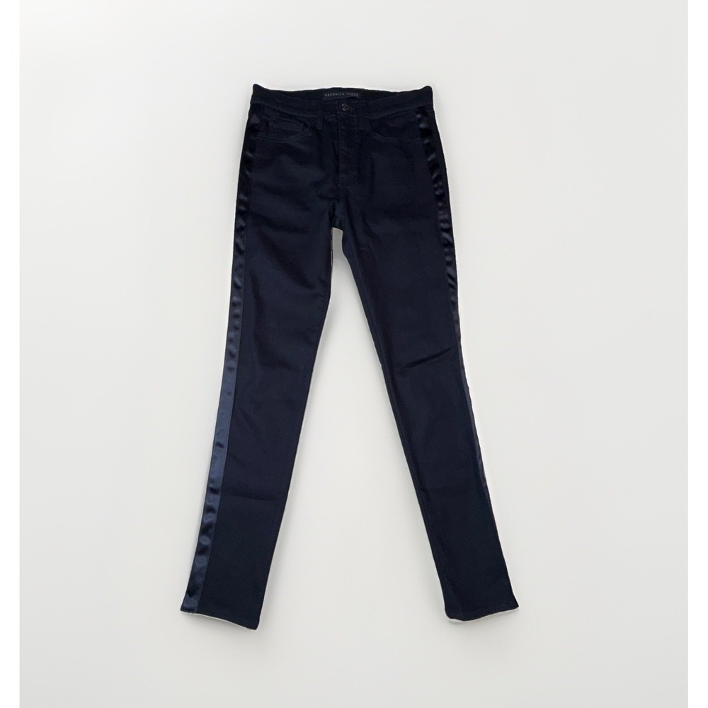 Veronica Beard Women's Kate Skinny High Rise Jeans Size 6/28 Satin Side Stripe